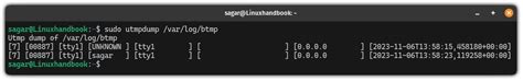 utmpdump .